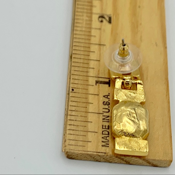 Pierced Earrings crystals set in gold plated metal - Picture 4 of 6